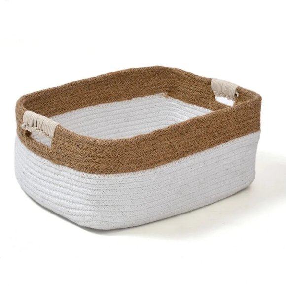 pepme Other - Organizer, Shelf, Gift Basket | Beige, White | Rectangle | Large | 35x25x16 cm